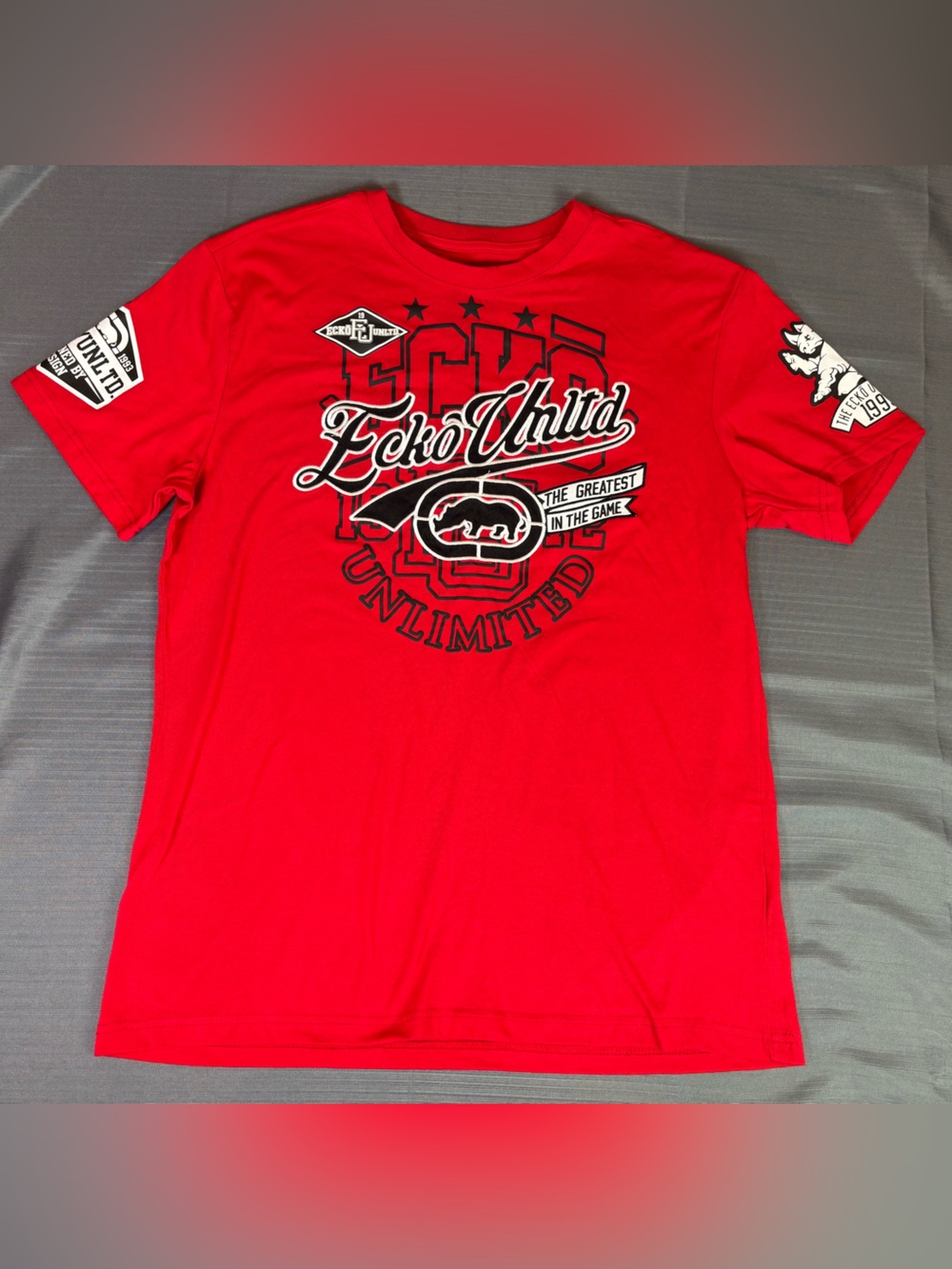 Ecko Unltd Y2K Embroidered Graphic Tee Red Men’s XL Rhino 1993